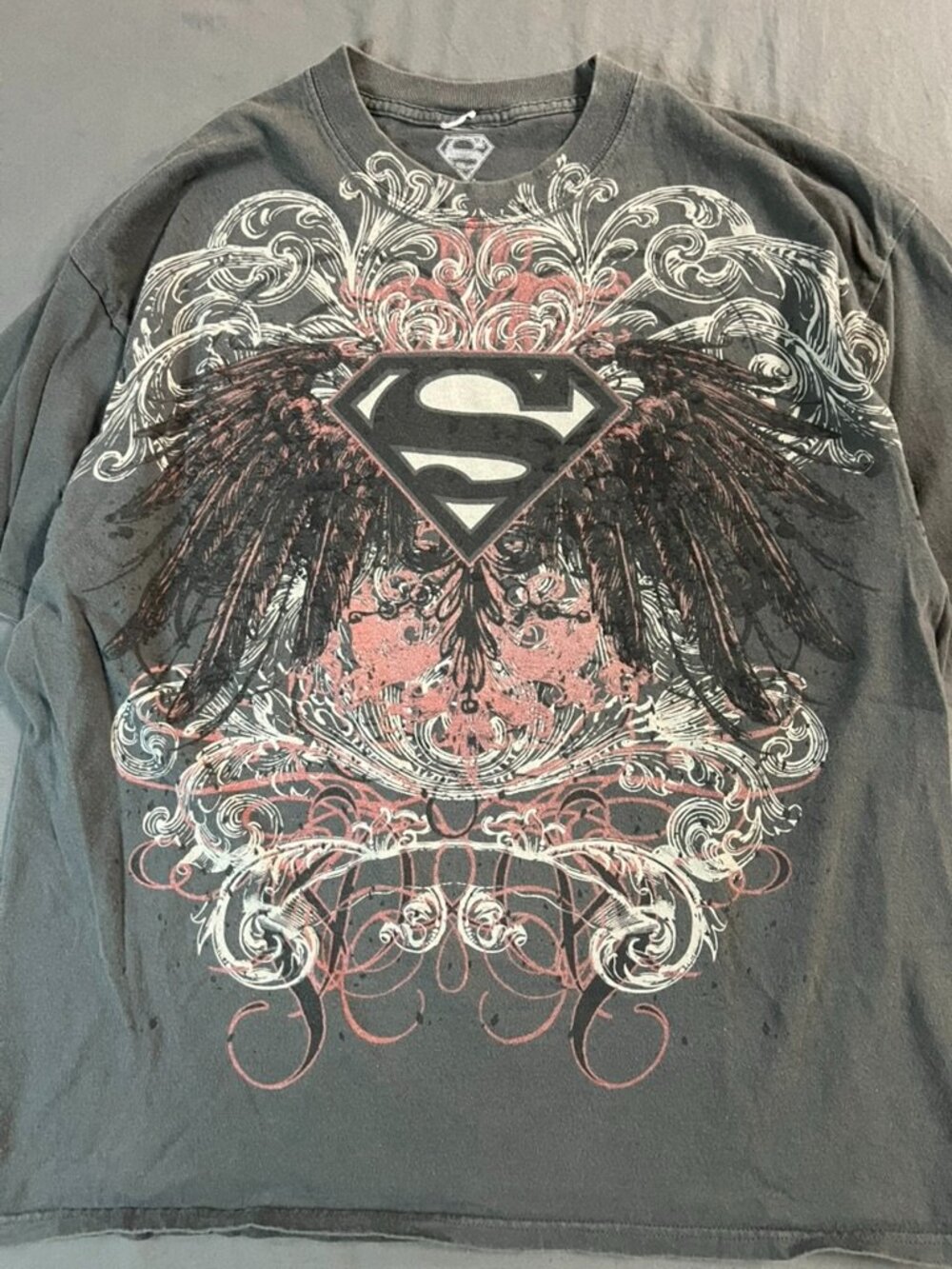 Y2K Gothic Grunge Superman Affliction Style Tee MMA Men’s Large